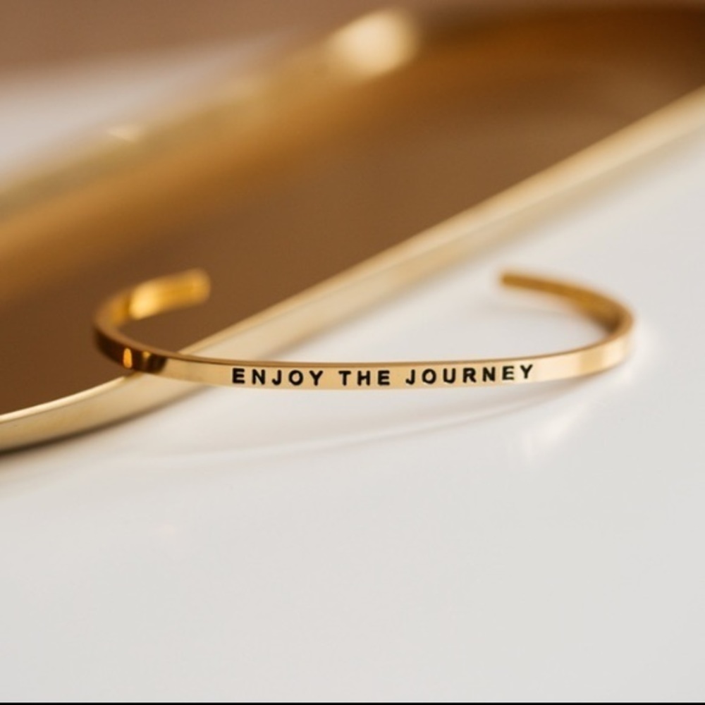 MantraBand Enjoy The Journey Gold Cuff Bracelet